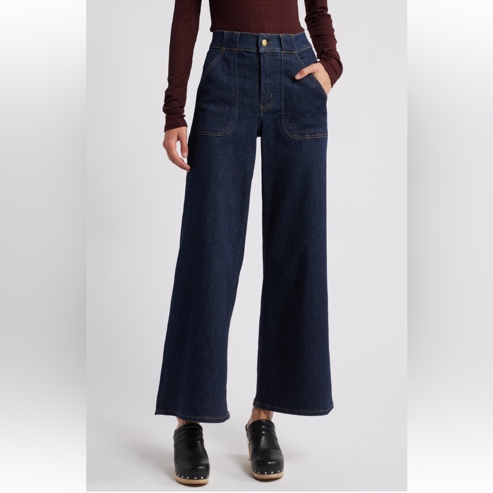 Frame Modern High Waist Wide Leg Blue Jeans, Size 31